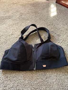 SHEFIT Black Front-Zip High-Impact Sports Bra